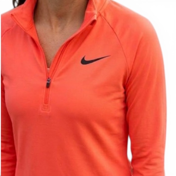 Nike Tops - Nike Court Dri-FIT Quarter Zip Pullover Coral Orange Sz L tennis pickleball neon
